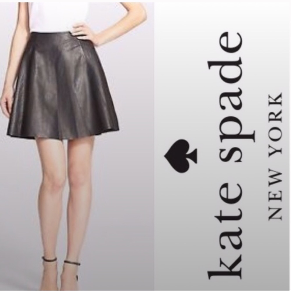 Kate Spade 100% Lamb Leather Circle Skirt Size 2